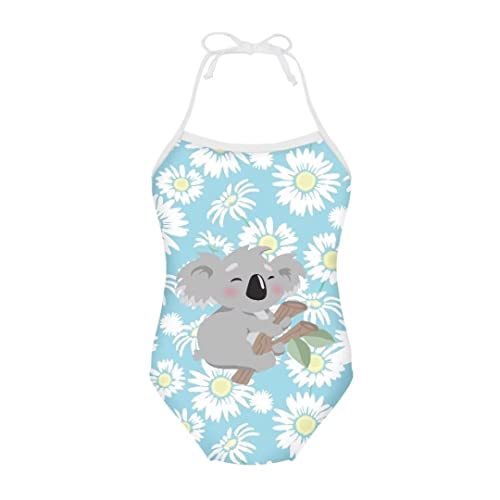 Image of Pinupub Girls One Piece Swimsuit Off Shoulder Halter Neck Cute Fashion Hawaiian Tropical Bathing Suit