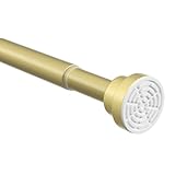 ZipGlo Gold Tension Rod 28-48 Inch 1 Pack Fit 31-48 Inch Area, 7/8 Inch Diameter Spring Loaded Curtain Rods No Drilling Adjustable, Tension Curtain Rod for Windows Doorway Kitchen Closet Bedroom