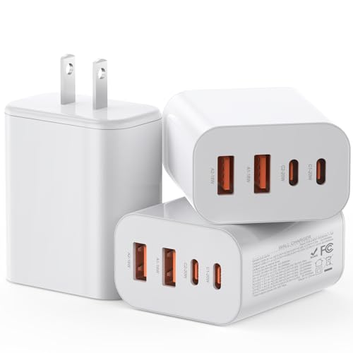 USB C Charger Block, 3-Pack 40W Wall Plug Fast Charging Block, 4-Port PD + QC Power Adapter Type C Charging Blocks Cube, Compatible with iPhone 16/15/14/13/12/11/Pro Max, Tablets?White?
