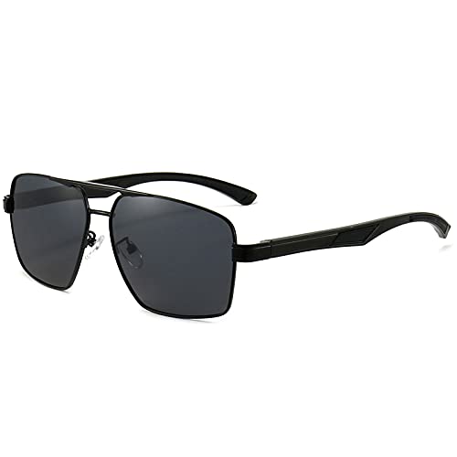 ANRRI Square Aviator Sunglasses for Men Polarized Metal Sun Glasses Frame UV400 Protection Driving Fishing Sports Eyewear