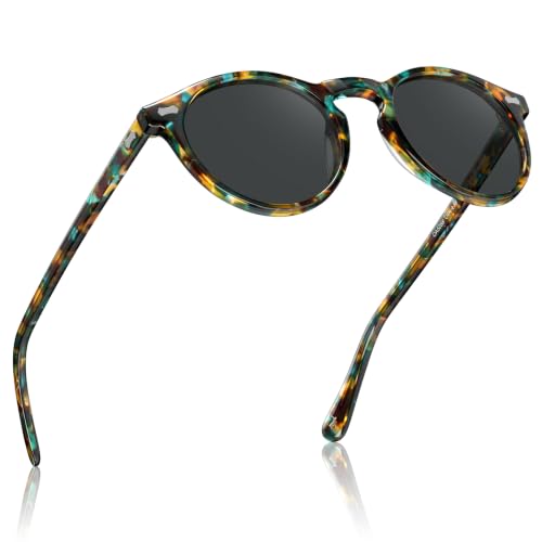 Image of CARFIA Acetate Polarized Sunglasses for Men Retro Classic Round Shades