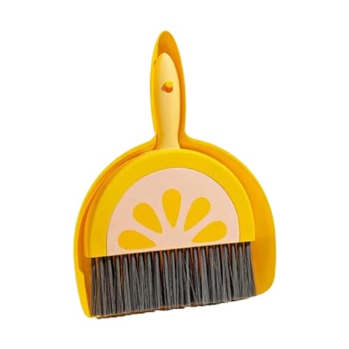 ミニちりとりとブラシセット 幼児用ほうきセット キッチン用 3〜6歳 男の子 女の子 レモン, 23x18 cm
