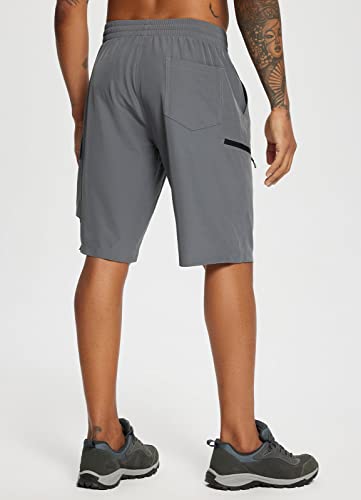 Baleaf Men's 11" Bermuda Shorts Quick Dry Hiking Cargo Shorts For Men Elastic Waist Lightweight Knee Length Shorts Moisture Wicking Waterproof Grey 3Xl #TOP2