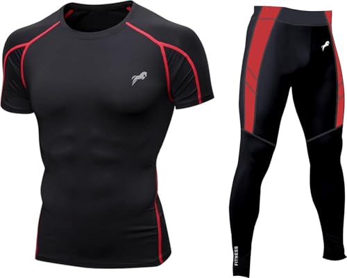Image of JUST RIDER Compression Fit Gym T-Shirt and Track Pant Combo for Men /Sports wear for Men & Women Gym wear for Men