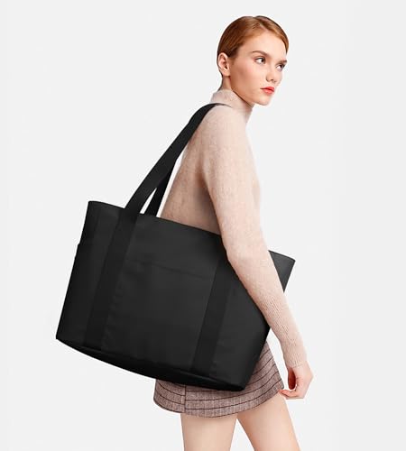 KALIDI Shopper Tasche Damen Groß Handtasche Arbeitstasche Uni Tasche Tote Bag Schwarz für Arbeit, Schule, Büro