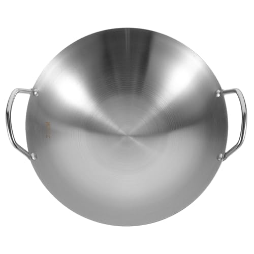 Veemoon Sartén de Acero Inoxidable Doble Mango Antideslizante Batería Cocina Antiadherente para Inducción y Cocción Uniforme Doméstica