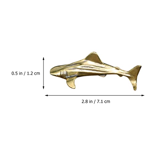 Healifty Brass Animal Figurine Miniature Brass Shark Animal Sculpture Bronze Collectibles Statues Brass Shark Figurines Chinese Feng Shui Decoration Housewarming Gift - Image 2