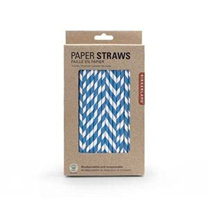 Pitillos biodegradables de papel azul 144 unidades miniatura 1