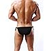JEERLEEP Men's ice Silk Bikini tie String Thong Briefs Tie Shorts Underwear-Black