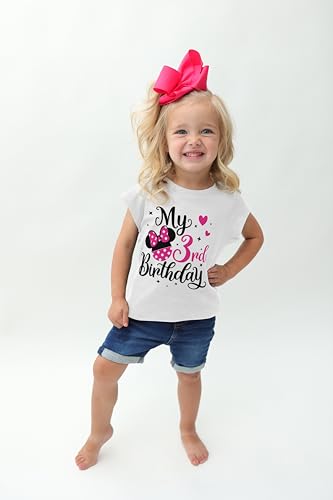 Luke and Lulu Kids Girls 3rd Birthday Outfit - Adorable Girl Shirt, Mouse 3rd Birthday Shirt for 3 Years Old2