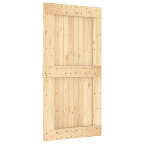 vidaXL Tür, Schiebetür mit Schiebetürbeschlägen, Holztür Schiebetürsystem für Schlafzimmer Scheunen, Innentür Zimmertür, Massivholz Kiefer