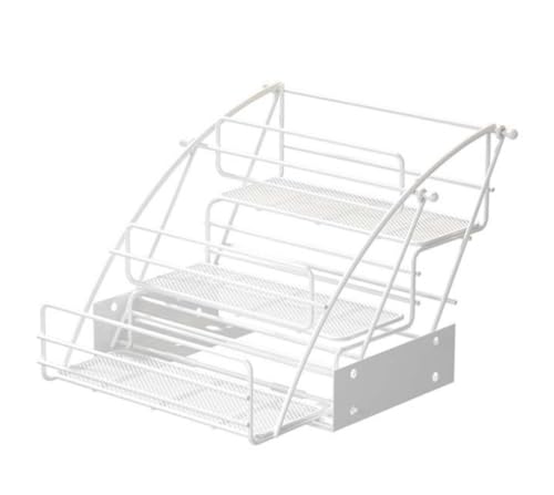 GAOJUNAN Bottle Jars Storage Sliding Spice Rack Organizer For Cabinet 2-Tier Spice Organizer Pull Out Rack Kitchen Sliding Racks For Cabinets Without Jars(White)