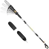 Cordless Pole Saw Compatible with Dewalt 20V Max Battery, 14.8FT Reach Electric Pole Saw with 4-Angle Adjustable Head, 8" Tool-Free Tensioning Pole Chainsaw for Tree Trimming, Tool Only