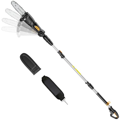 Cordless Pole Saw Compatible with Dewalt 20V Max Battery 14.8FT Reach Electric Pole Saw with 4-Angle Adjustable Head 8 Tool-Free Tensioning Pole Chainsaw for Tree Trimming Tool Only