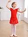 MdnMd Girls Dance Ballet Leotards Dresses for Toddler Ballerina Outfit Skirt Hollow Knot Back Flutter Sleeve (Red, 2-4 Years)