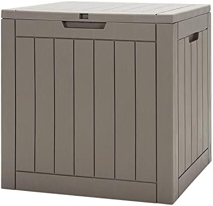 GiantexUK Garden Storage Box, Outdoor Large Deck Box with Lockable Lid, Waterproof Chest Container for Patio Cushions and Gardening Tools (Coffee)