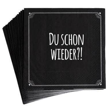 Pechkeks Servietten schwarz Du schon wieder - Party Tischdeko Servietten mit Spruch für Freunde des schwarzen Humors 10 Stück