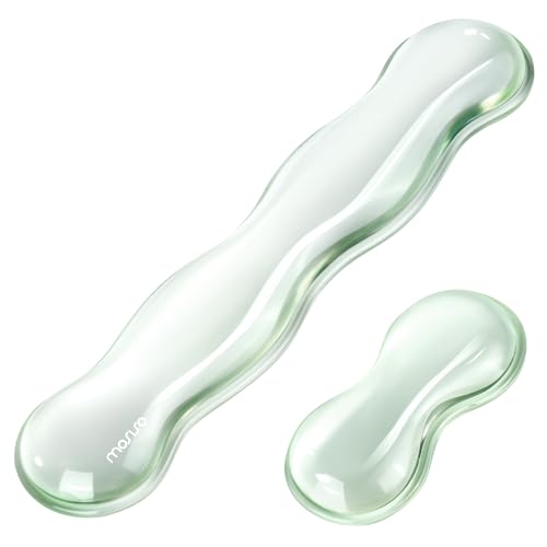 MOSISO Gel Keyboard Wrist Rest&Wrist Support for Mouse,Ergonomic Elbow Pad Soft Cooling Gel Pain Relief Easy Typing Pad Non-Slip Computer Laptop Wave Shaped Home/Office Elbow Cushion,Mint Green