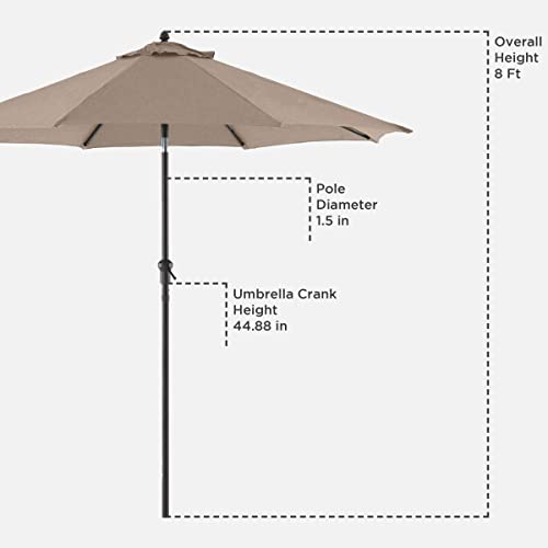 Royal Garden 9' Aluminum Crank/Tilt Market Patio Umbrella - Heavy Duty Performance Olefin Fabric Sun Shade - Rust Free Pole Design That Fits Most Umbrella Table And Stand Holes, Tan #TOP5