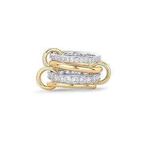 PAVOI 14K Gold Plated Interlocked Stackable Rings for Women – Statement Mixed Metals Multi Ring Stack – Cubic Zirconia Two-Toned Connected Bands Stacking Jewelry