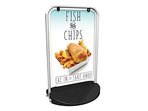 Fish and Chips Swinger 3000 Pavement Sign MEGA Listing Outdoor Street Advertising Display…