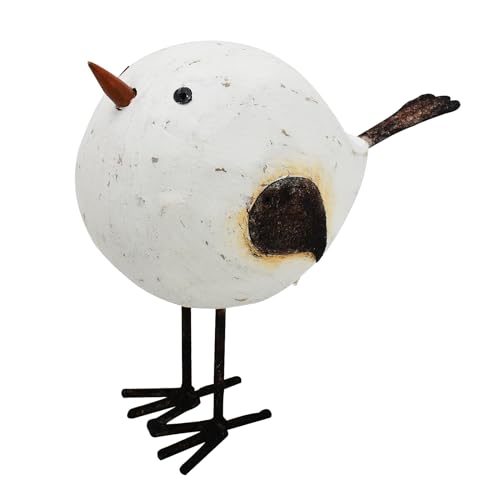 Wood Bird Statue Standing Seagull Nautical Decor Coastal Birds Sculpture Indoor Outdoor Animal Figurine Beach Themed Decoration Rustic Home Art for Bedroom Garden (L)