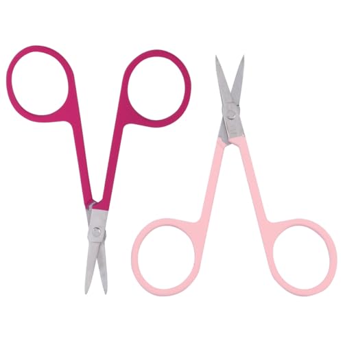 LOORGVEL 2個 ステンレス製眉毛はさみ 軽量コンパクトラバーグリップ付き 設計で鼻毛眉毛の繊細トリミングに 女性用美容ツール