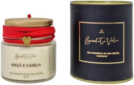 Vela perfumada de cera vegetal Maçã e Canela Bendita Vela