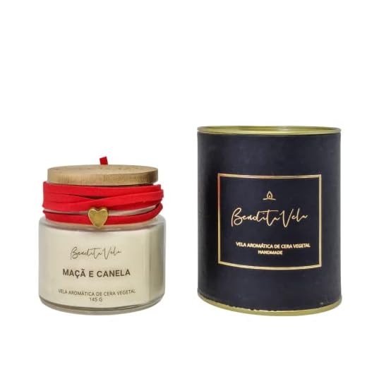 Vela perfumada de cera vegetal Maçã e Canela Bendita Vela