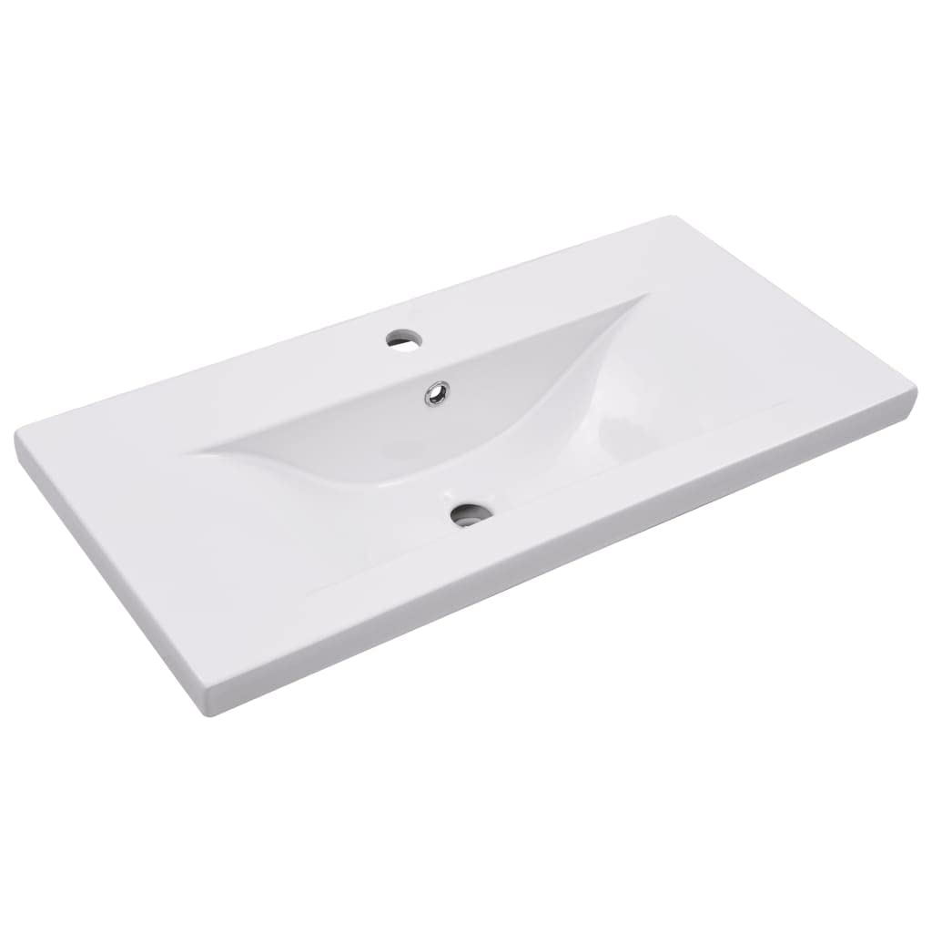 INLIFE Lavabo empotrable 81 x 39,5 x 18,5 cm de cerámica blanca, 16,9 kg, 145062