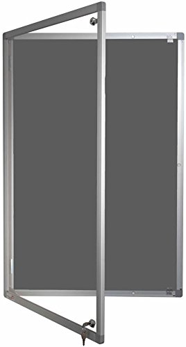 Tamperproof Noticeboard Aluminium Frame Corded Hessian Class 1 Fire Rated 1200x900mm, Graphite