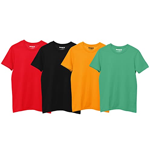Image of Hangout Hub HH87 Tshirt for Boy's | Regular Fit | Super Combed Cotton Kids T-Shirt | Solid Plain Tees | Round Neck T Shirt | Half Sleeves |Pack of 2 | 3 | 4 | 5 |6