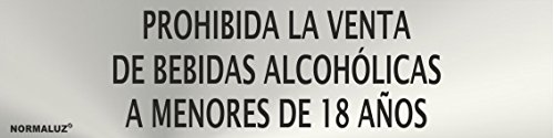 Normaluz Rd707056 - Señal Adhesiva Rectangular Prohibida La Venta De Bebidas Alcoholicas A Menores De 18 Años Acero Inoxidable Adhesivo 0,8 Mm 5X20 Cm