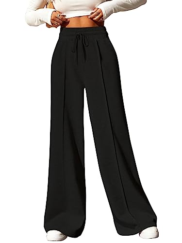 Yousify Wide Leg Sweatpants for Women Casual Elastic High Waisted Drawstring Long Pants with Pockets