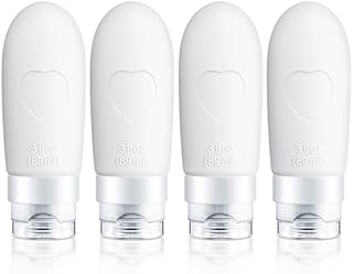 Silicone Travel Bottles Set for Toiletries: Refillable Empty Travelling Size Squeeze Bottle Containers with Clear Organiser Plastic Bag for Toiletry Shampoo Gel Hand Sanitizer Soap Conditioner Liquid