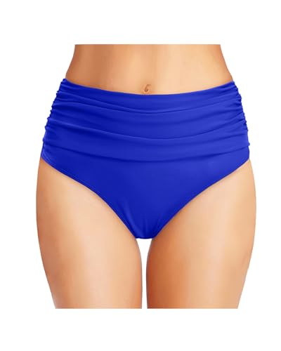 Image of Tempt Me Women's High Waisted Bikini Bottom Tummy Control Ruched Bathing Suit Swim Bottom