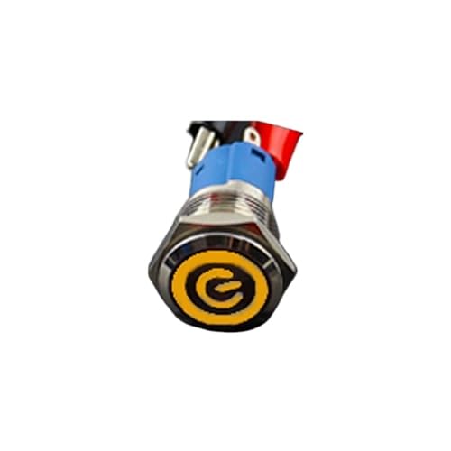 Interrupteur bouton métallique 12mm jaune fixe 12V étanche pour moteur