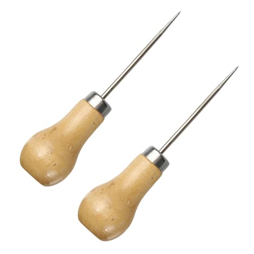 2 Pcs Bradawl Tool Awl Wooden Handle Sewing Bradawls Gourd Shape Awl Tool 100mm Versatile Bradawl for Wood Leather Craft and Carpentry for Bookbinding Shoe Carpet Repair DIY Crafting