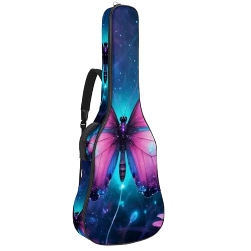 Housse guitare 109 cm violette papillon pour transporter vos instruments légers