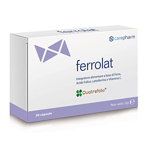 Carepharm, Ferrolat, 20 Capsule di Integratore...