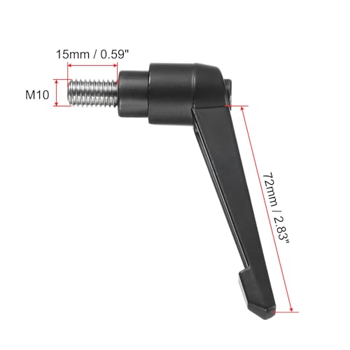 Image of uxcell Adjustable Clamping Lever Handle M10 x 15mm Metric 304 Stainless Steel Male Threaded Stud Hand Knobs Push Button Ratchet Rotating Screw Handles Bolts with Locking Lever Black