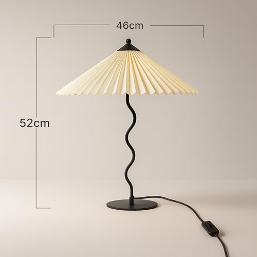 Image of Desk Lamp for Living Room & Bedroom, RippleWave Design, 52 cm Height, Ambient Night Light, 2.5 m Cord with Switch, 180 GSM Laminated Paper Shade
