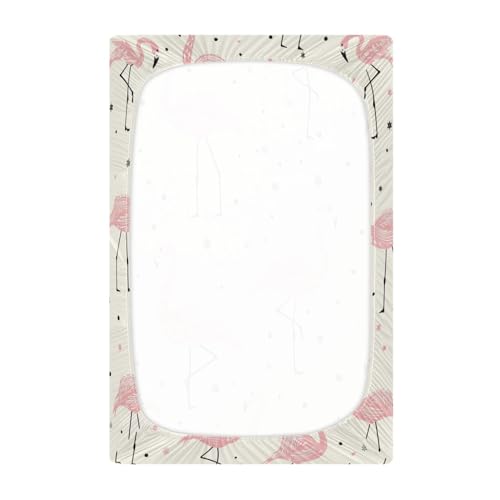 Image of Summer Pink Flamingo Crib Sheets Stretchy Portable Sheets for Baby Toddler Breathable Soft Crib Mattress Sheet for Girls Boys