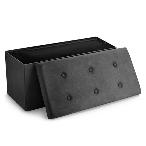 Sorbus Collapsible Storage Ottoman Bench (Black, Medium (15” x 30” x 15”)) - image 1