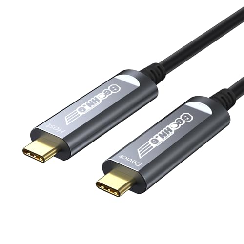 GeoHN.G USB C Fiber Optic Cable 10M, 10Gbps Active Optical USB 3.2 Gen2 Cable with German SiliconLine Chip