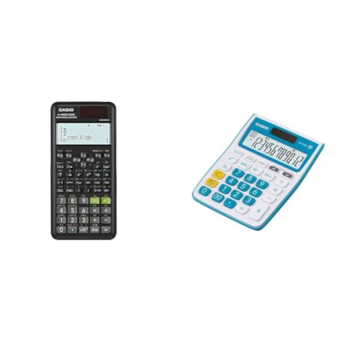 Image of Casio - FX-991ES Plus-2nd Edition Scientific Calculator & MJ-12VCb-BU 300 Steps Check & Correct Colourful Desktop Calculator (Blue)