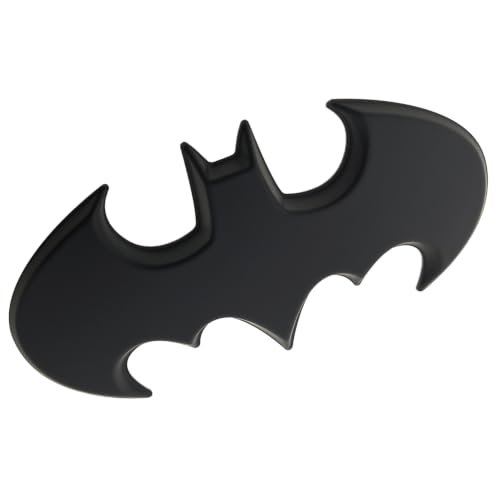 Image of Fan Emblems Batman Car Emblem - 1989 Batwing Batarang Symbol 3D Auto Badge - Color: Matte Black - Size: 3.8 x 1.8 x 0.2 inches - Officially Licensed DC Car Accessories