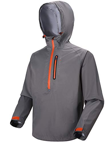 SWISSWELL Men's Rain Jacket Waterproof Windbreaker Lightweight Hooded Raincoat (H-Grey Rain Jacket, Medium)