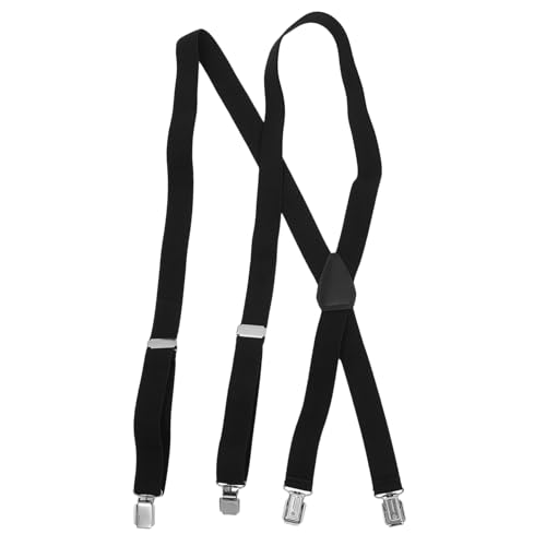 PartyKindom Elastic Suspender for Men 2.5cm Width X-suspenders 4 Clips Easy to Wear Adjust