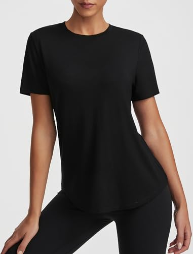 Short Sleeve Tops for Women Crew Neck T-Shirts Modal Tees Casual Loose Fit Trendy Lightweight Summer Outfits3